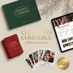 A Christmas storytelling campaign calendar showing launch day, content prep, Black Friday, and Cyber Monday marked in red. Perfect visual for holiday marketing planning and festive brand storytelling.