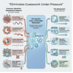 : Valentine’s day marketing infographic showing common campaign problems transformed into clear actions using ai storytelling systems, structured planning, timelines, messaging, and optimized spend