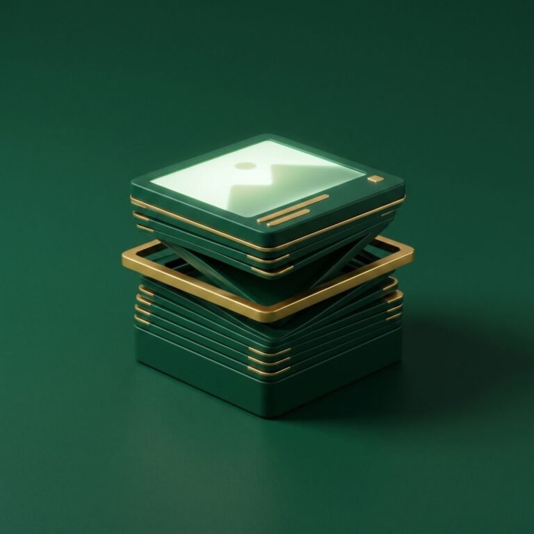 A stack of green polaroid-style image frames with a golden photo symbol, representing AI-generated visuals and creative assets.