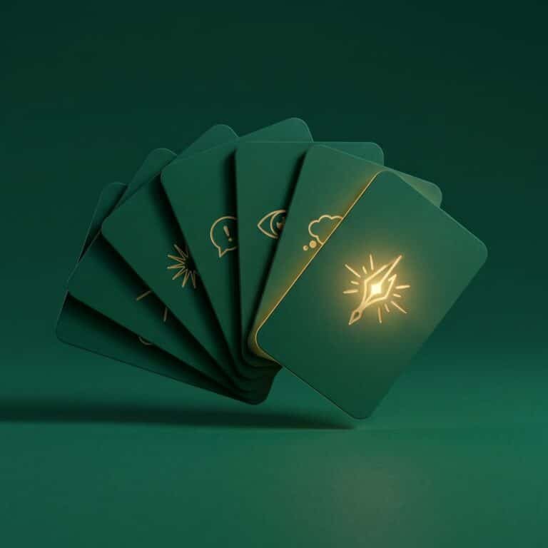A stack of green polaroid-style image frames with a golden photo symbol, representing AI-generated visuals and creative assets.